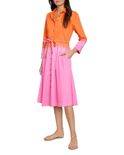 Nic + Zoe Nic+zoe Ayla Long Sleeve Ombré Shirtdress In Pink Multi