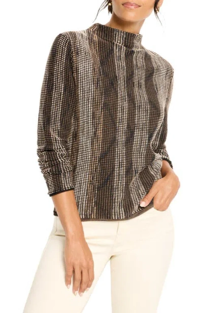 Nic + Zoe Nic+zoe Ombré Pixel Knit Funnel Neck Sweater In Brown