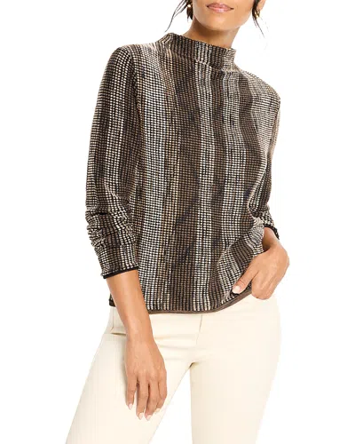 Nic + Zoe Nic+zoe Ombré Pixel Knit Funnel Neck Sweater In Brown
