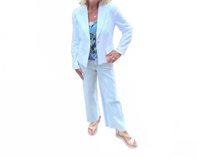 Nic + Zoe One Button Jacket In White In Blue