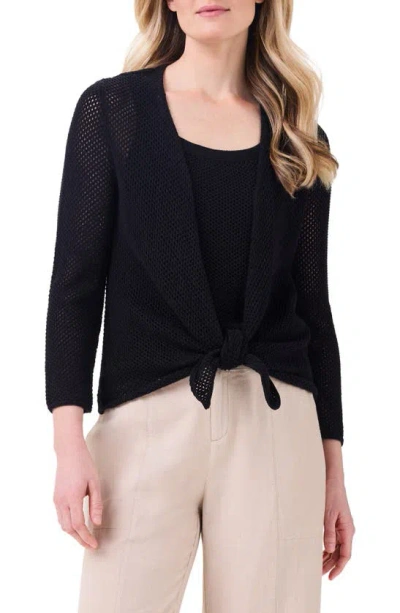 Nic + Zoe Open Stitch 4-way Cotton Blend Cardigan In Black Onyx