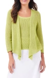 Nic + Zoe Open Stitch 4-way Cotton Blend Cardigan In Grasshopper