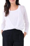 Nic + Zoe Open Stitch 4-way Cotton Blend Cardigan In Paper White