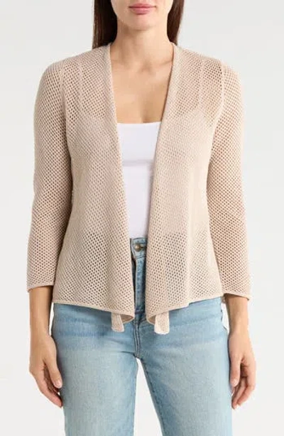 Nic + Zoe Nic+zoe Open Stitch 4-way Cotton Blend Cardigan In Neutral