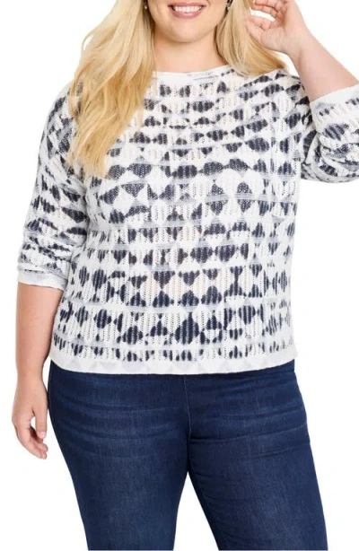 Nic + Zoe Nic+zoe Open Stitch Sweater In Indigo Multi