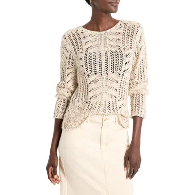 Nic + Zoe Nic+zoe Open Stitch Sweater In Neutral Multi