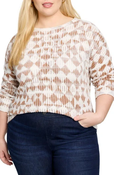 Nic + Zoe Nic+zoe Open Stitch Sweater In Neutral Multi