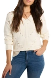 Nic + Zoe Pointelle Cord Sweater In Classic Cream