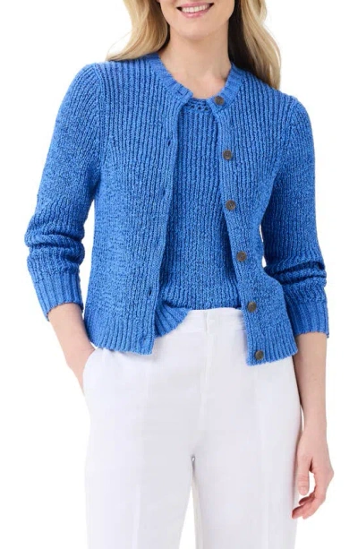 Nic + Zoe Openwork Knit Cardigan In Tru Blue