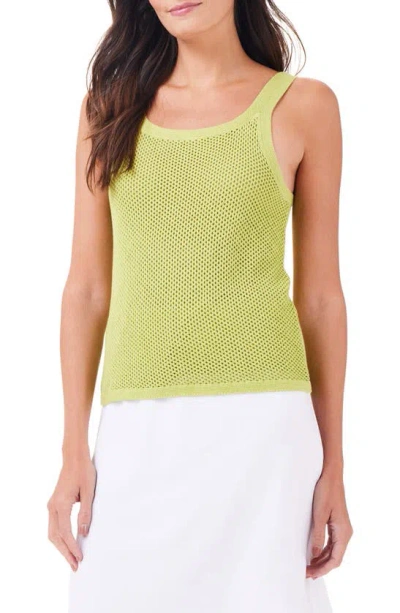 Nic + Zoe Openwork Sweater Tank In Grasshopper