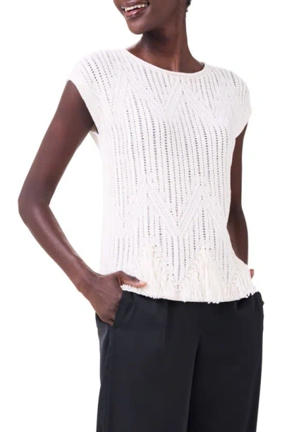 Nic + Zoe Openwork Sweater Top In Calssic Cream