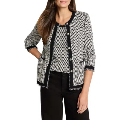 Nic + Zoe Nic+zoe Opposites Attract Striped Cardigan In Black Mix