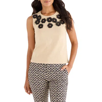 Nic + Zoe Organza Applique Tank Top In Brown
