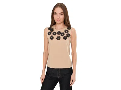 Nic + Zoe Organza Applique Tank Top In Brown