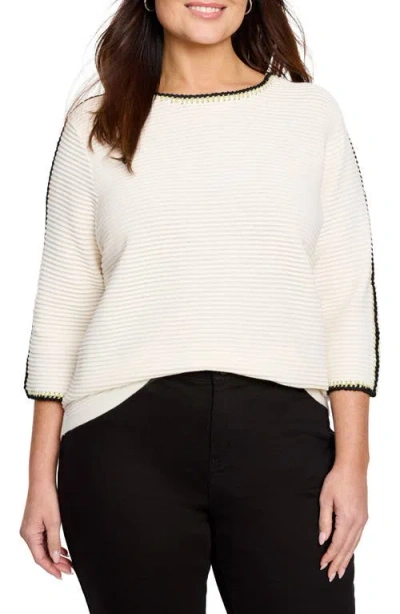 Nic + Zoe Nic+zoe Ottoman Stitch Sweater In Classic Cream