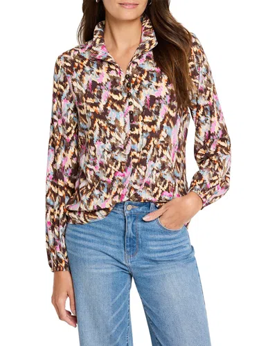 Nic + Zoe Painted Ikat Live In Top In Brown