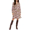 Nic + Zoe Nic+zoe Painted Ikat Long Sleeve Dress In Neutral Multi