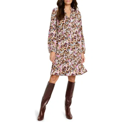 NIC + ZOE NIC+ZOE PAINTED IKAT LONG SLEEVE DRESS