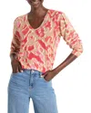 Nic + Zoe Painted Ikat Sweater In Pink Multi