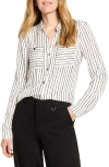 Nic + Zoe Nic+zoe Painted Stripe Button-up Shirt In Brown