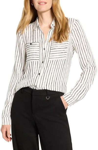 Nic + Zoe Kids' Nic+zoe Painted Stripe Button-up Shirt In Brown