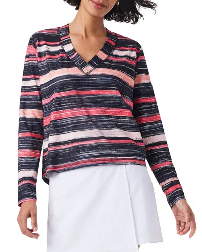 Nic + Zoe Nic+zoe Painted Stripe Flow Fit Top In Pink