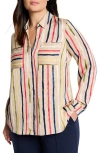 Nic + Zoe Nic+zoe Painted Stripe Popover Top In Neutral Multi