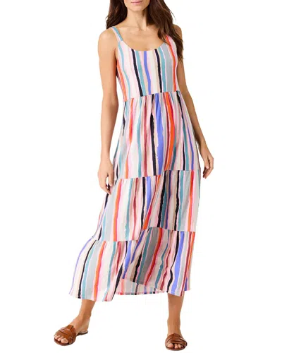 Nic + Zoe Nic+zoe Painted Stripes Tiered Maxi Dress In Pink