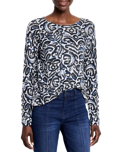 Nic + Zoe Tossed Paisley Supersoft Sweater In Indigo Multi