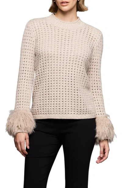 Nic + Zoe Nic+zoe Party Cuff Pointelle Sweater In Neutral