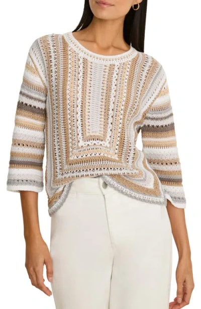 Nic + Zoe Nic+zoe Pastiche Mix Stitch Sweater In Multi