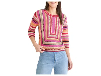 Nic + Zoe Pastiche Mix Sweater In Red