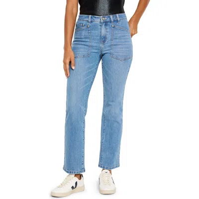 Nic + Zoe Nic+zoe Patch Pocket Ankle Demi Bootcut Jeans In Blue