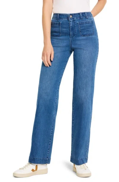 Nic + Zoe Nic+zoe Patch Pocket High Waist Wide Leg Jeans In Atlantic