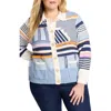Nic + Zoe Nic+zoe Pattern Play Knit Jacket In Indigo Multi