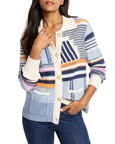 Nic + Zoe Nic+zoe Pattern Play Knit Jacket In Indigo Multi