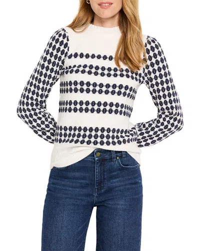 Nic + Zoe Nic+zoe Pattern Waffle Stitch Sweater In Indigo Multi
