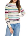 Nic + Zoe Pattern Waffle Stitch Sweater In Pink Multi