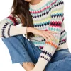Nic + Zoe Pattern Waffle Stitch Sweater In Pink