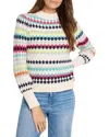 Nic + Zoe Pattern Waffle Stitch Sweater In Pink Multi