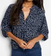 Nic + Zoe Pearl Garden Cinch Top In Indigo Multi In Blue
