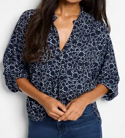 NIC + ZOE PEARL GARDEN CINCH TOP IN INDIGO MULTI