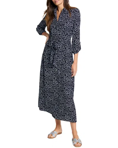 Nic + Zoe Nic+zoe Pearl Garden Ivy Midi Shirtdress In Indigo Multi