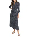 Nic + Zoe Nic+zoe Pearl Garden Ivy Midi Shirtdress In Indigo Multi