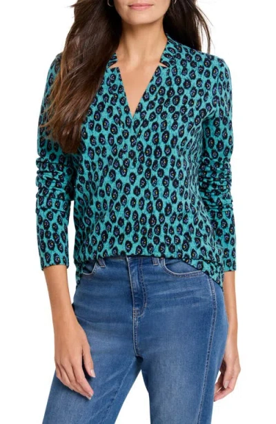 Nic + Zoe Nic+zoe Petite Pebble Blues Top In Aqua Multi