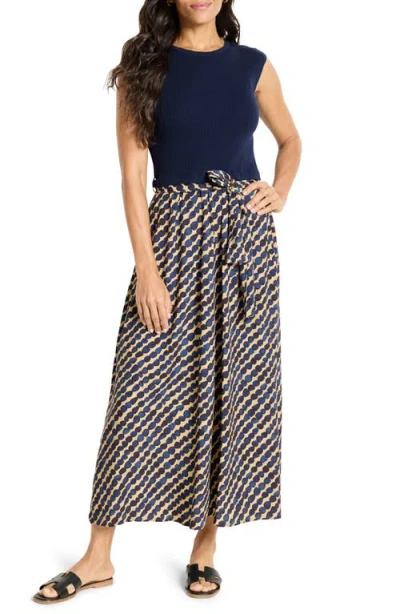 Nic + Zoe Nic+zoe Pebble Dream Mixed Media Cotton Blend Dress In Blue