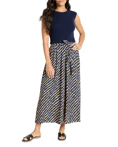 Nic + Zoe Nic+zoe Pebble Dream Mixed Media Cotton Blend Dress In Blue