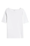 Nic + Zoe Perfect Boat Neck Rib Top In Paper White