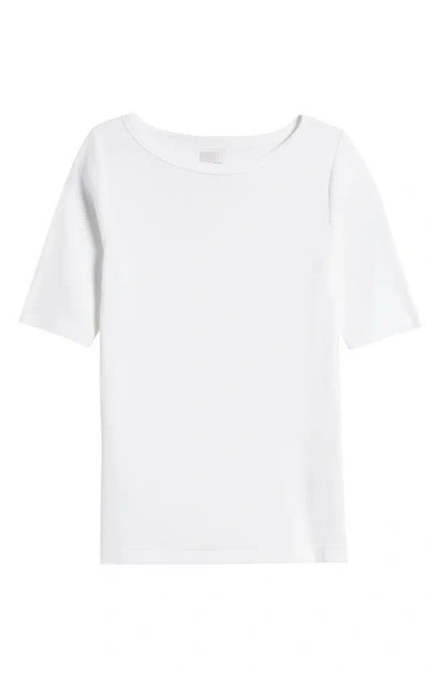 Nic + Zoe Perfect Boat Neck Rib Top In Paper White