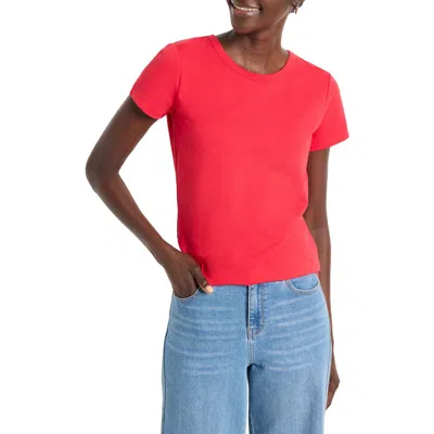 Nic + Zoe Nic+zoe Perfect Knit Crewneck T-shirt In Haute Red